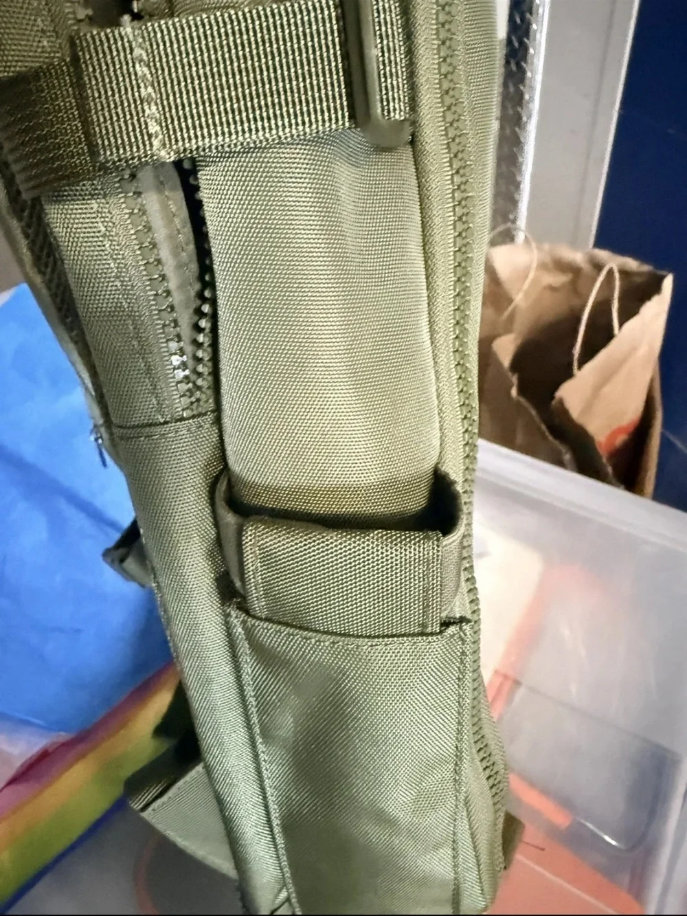 True Religion Dome Backpack in olive green.